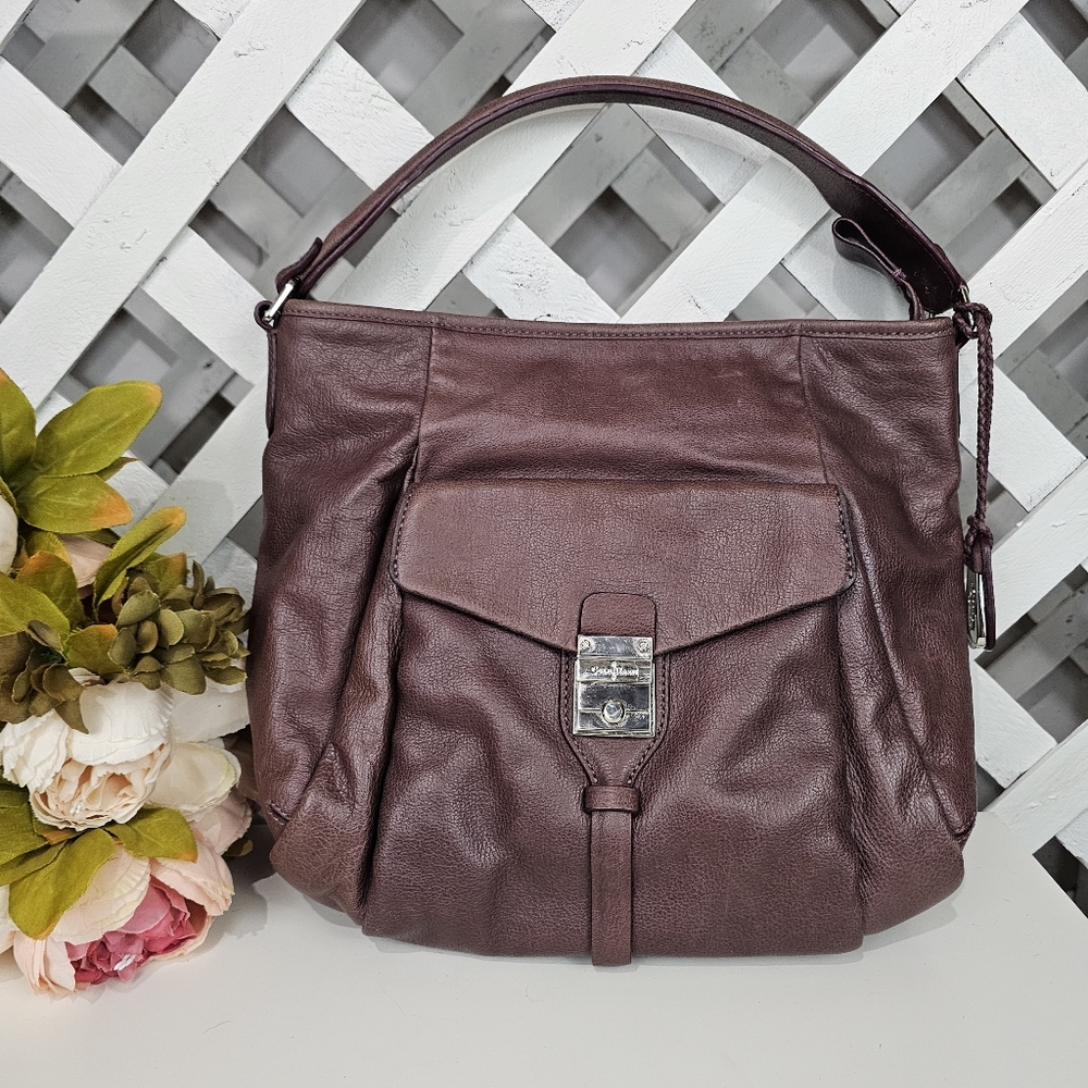 Cole Haan Brown Leather Zip Top Shoulder Bag